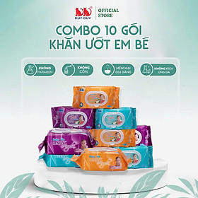 Combo 10 gói Khăn ướt cho bé Angela baby tím vải không dệt rayon cao cấp 100 miếng (13.5x20cm) không cồn