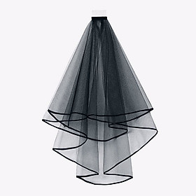 Voan (lúp) cài tóc, Mạng che mặt Cô dâu và Dạ hội, đi tiệc, sự kiện màu đen viền ruy băng MS: 41941