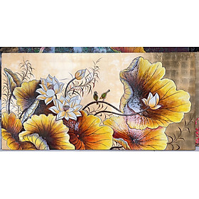 Mua Tranh sơn mài hoa sen   hoa cúc chữ nhật thích hợp trang trí  làm quà tặng ý nghĩa ( không kèm khung)