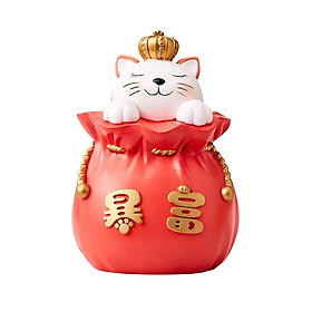 Lucky Cat Money Bank Animal Statue Figurine Sculpture for Home Table Decor
