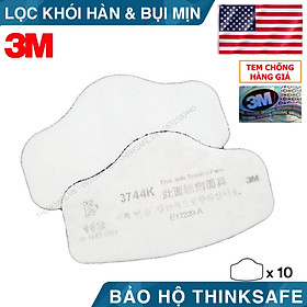 Bông lọc bụi hóa chất 3M 3744K lọc bụi hơi hữu cơ khói hàn ( 10 TẤM), thường kết hợp với mặt nạ 3200, HF52