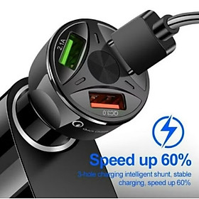 TẨU SẠC ĐIỆN THOẠI 3 CỔNG TRÊN XE HƠI ÔTÔ CAO CẤP