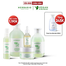 Bộ 5 Chăm Sóc Da Rau má và Diếp cá Herbario: Nước tẩy trang 300ml + Sữa rửa măt 200ml + Xịt khoáng 100ml +Mặt nạ 30ml+Tinh chất 30ml