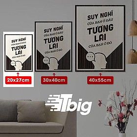 Tranh khẩu hiệu truyền động lực TBIG122, trang treo trang trí văn phòng slogan suy nghĩ của bạn ở đâu tương lai bạn ở đó