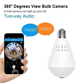 WiFi Panoramic Fisheye Light Bulb Spy Camera Lamp Home Security 64GB TF Card