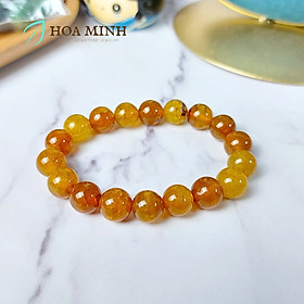 Vòng tay phong thủy đá Mã Não vân rồng vàng mật ong size hạt 10 li - 16-18cm