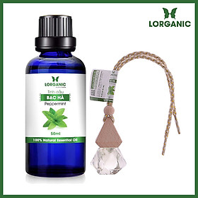 Combo tinh dầu bạc hà  Lorganic (50ml) +tinh dầu bạc hà  Lorganic treo xe hơi, tủ áo  (10ml)