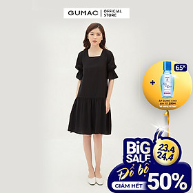 Đầm suông nữ thiết kế tay nhún GUMAC DB325
