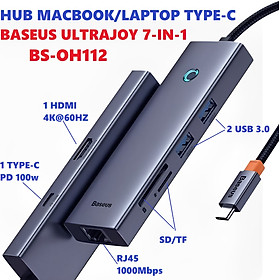 Mua   Ultrajoy 7 in 1   Hub C đa năng mở rộng cổng Macbook và laptop type C ra 7 cổng Baseus Flite  docking station BS-OH112  _ Hàng chính hãng