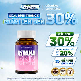 [Hộp 60v] Viên Uống Trắng Da Ritana Ecogreen Chứa Glutathione Mờ Sạm Nám, Chống Nắng Cho Da