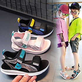 Dép Sandal Bé Trai Bé Gái 2-13 Tuổi Siêu Nhẹ Đế Êm Chống Trơn Trượt Dáng Thể Thao Quai Dán Tiện Lợi Phong Cách Hàn Quốc