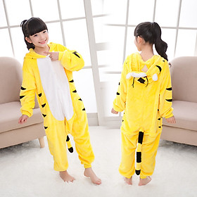 Bộ đồ ngủ hình thú hổ vàng liền thân lông mịn Pijama Động Vật Hoạt Hình