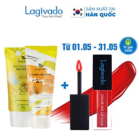 Bộ đôi Kem chống nắng Hàn Quốc Lagivado Multi-Protection 30 g và tẩy tế bào da chết Radiance Peeling 50 ml