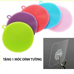 Mua Miếng rửa nồi bằng silicon tiện dụng đa năng 5x12cm tặng 1 móc dính tường