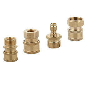 4 Pieces Pressure Washer Quick Connectors Fitting Male/Female Thread Brass