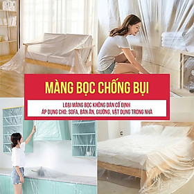 300cm*12m Màng PE Bọc Nội Thất Chống Bụi Chống Nước Khi Thi Công MÀU TRẮNG TRONG