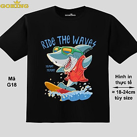 RIDE THE WAVES, mã G18. Áo thun bé trai siêu cute. Áo phông trẻ em Goking