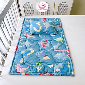 Bộ nệm gối cho bé đi học mẫu giáo Katina House, vải cotton satin hàn quốc đẹp, mềm mát