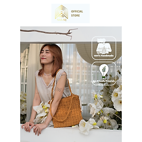 TÚI LEN ĐAN MÓC THỦ CÔNG NET BAG 6 BÍNH NÂU - NHÀ MỊ