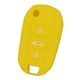 Silicone Car Key Case Cover Fit for AUDI Folding Remote Key Fob Case Shell 3 Buttons Yellow