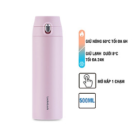 Mua Bình Giữ Nhiệt LocknLock Featherlight One-touch Tumbler màu tím nhạt LHC3257LVOL 500ml - Hàng chính hãng  nắp bật tiện lợi - JoyMall