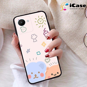 Ốp lưng iCase dành cho Realme C30S chất liệu viền dẻo lưng cứng nhám TPU có hai lỗ xỏ dây đeo in nổi 4D hình bộ sưu tập Color Fun 14