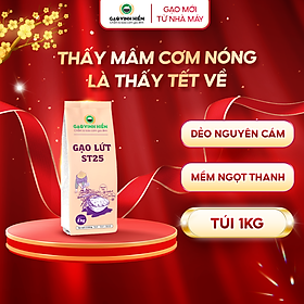 Gạo Lứt ST25 Vinh Hiển Túi 1KG - Nguyên cám, dẻo mềm, thực dưỡng