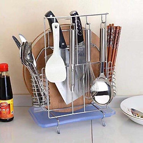 Mua Giá Để Dao Thớt INOX304 Có 2 Ống Cắm Đũa Thìa mã hàng hot