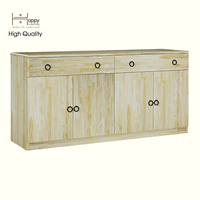 Mua HAPPY FURNITURE   Gỗ tự nhiên   Tủ lưu trữ 4 cửa mở 2 ngăn kéo - YANNA   TLT_016_TRM   140cm x 40cm x 68cm