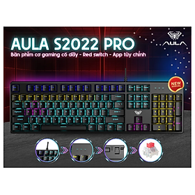 Bàn phím cơ Gaming có dây Aula S2022 PRO Back Red Switch - Hàng Chính Hãng