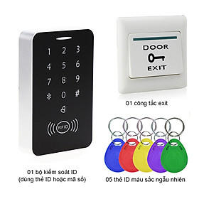 Bộ kiểm soát mở chốt cửa điện từ bằng thẻ ID, mã số, kèm 5 card và công tắc Exit