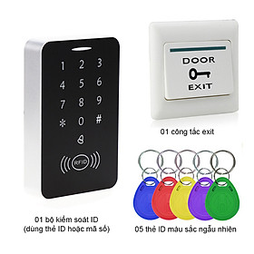 Mua Bộ kiểm soát khóa cửa điện từ bằng thẻ ID-mã số  kèm 5 card và công tắc Exit
