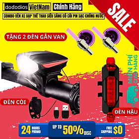 2 đèn gắn van xe đạp + 1 đèn cảnh báo chiếu hậu mã 02 + 1 đèn xe đạp thể thao kèm Còi to, đèn xe đạp siêu sáng thể thao - dododios