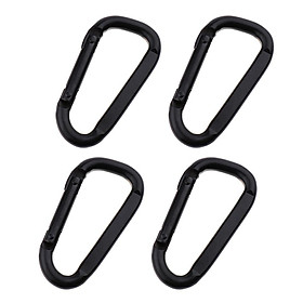 4 Pieces Steel Carabiner D-shape Keychain Buckle Keyring Outdoor Sports Clip Lock