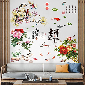DECAL DÁN TƯỜNG COMBO HOA MẪU ĐƠN CHIM ÉN 2