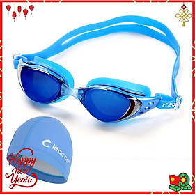 Kính bơi Polycarbonate cao cấp chống sương mù , tia cực tím tặng kèm nón bơi vải PU cao cấp , bịt tai và đệm mũi , dành cho vận động viên chuyên nghiệp hoặc người có sở thích đi bơi