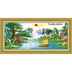 Tranh thêu chữ thập Tùng nghênh khách DLH-222987