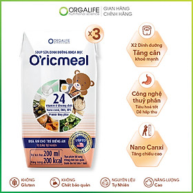 Lốc 3 Hộp soup sữa dinh dưỡng O'ricmeal 200ml/hộp - Trẻ biếng ăn, suy dinh dưỡng, thiếu chất, tăng chiều cao, ngủ ngon