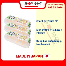 Combo 3 khay đựng trứng 10 ngăn có nắp đậy nội địa Nhật Bản