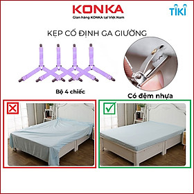 Bộ 4 kẹp ga giường drap chống xê dịch có đệm nhựa