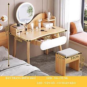 Mua Bàn trang điểm gỗ HOLI (AK11) có Ngăn kéo rộng  Gương LED cảm ứng  Chân gỗ tự nhiên chắc chắn