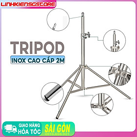 Chân Tripod Inox 2M Chân Cho Đèn Led Live Studio 200cm