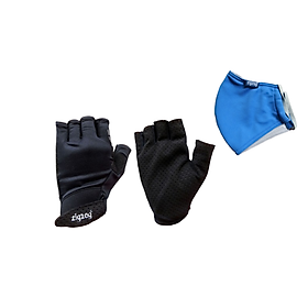 Combo găng tay thể thao Đen + khẩu trang 3 lớp chống nắng UPF50+ Zigzag