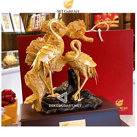 Mua Tượng Đôi Chim Hạc Dát Vàng 24K (M03) MT Gold Art- Hàng chính hãng  trang trí nhà cửa  quà tặng dành cho sếp  đối tác  khách hàng