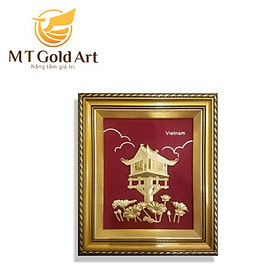 Tranh Chùa Một Cột Dát Vàng (26×30cm) MT Gold Art- Hàng chính hãng, trang trí nhà cửa, quà tặng sếp, đối tác, khách hàng.
