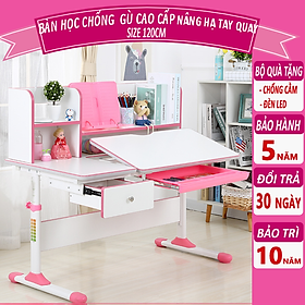 Bàn học sinh chống cận chống gù bàn học thông minh cho bé chỉnh được độ cao có giá đỡ sách và ngăn kéo A10