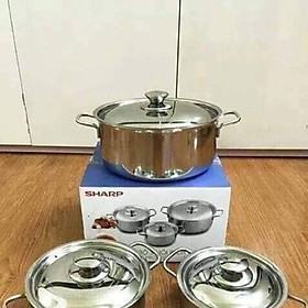 Mua Bộ 3 nồi sharp Inox dùng cho mọi loại bếp (kể cả bếp từ)