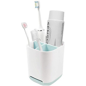 Dot có răng với trượt, 3 khe cho bàn chải đánh răng điện và nhà tổ chức kem đánh răng trong phòng tắm, bàn chải đánh răng bằng nhựa có thể tháo rời với lỗ thoát nước