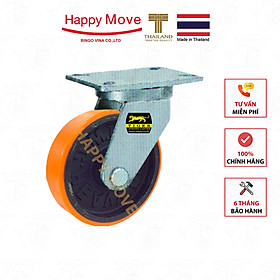 Bánh xe đẩy siêu tải PU càng xoay 150mm - Happy Move Thái Lan
