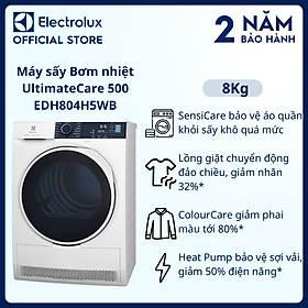Free Giao lắp Máy sấy bơm nhiệt Electrolux Heat Pump 8kg EDH804H5WB - Lồng sấy chuyển động luân phiên, giảm nhăn, bảo vệ sợi vải, giảm phai màu, tiết kiệm